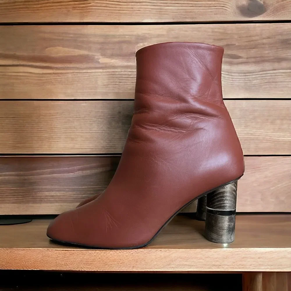 NEOUS Tan Clowesia Leather Ankle Boots - Size 38.5